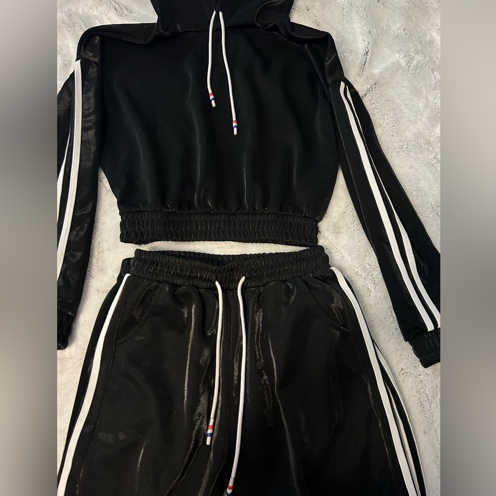 FashionNova Long Sleeve Cropped Hoodie Jogger Pant Set